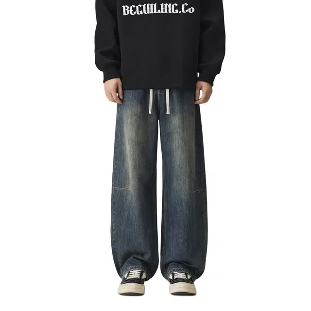 海尔斯 复古简约百搭时尚宽松直筒潮流牛仔裤 男款