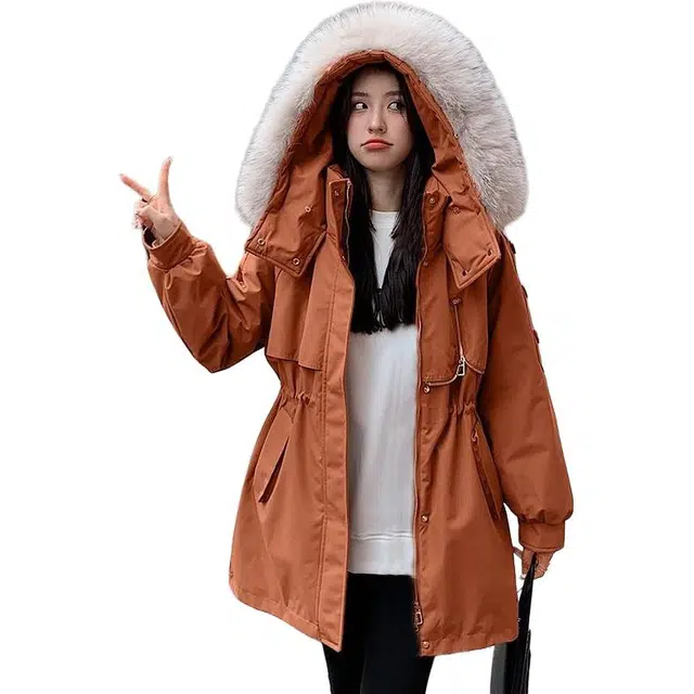 俞兆林 时尚简约设计休闲日常百搭舒适美拉德中长款外套棉服 女款