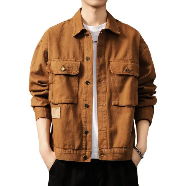贵色 秋季 美式潮流复古百搭阿美咔叽风重磅潮牌工装牛仔外套男士城市机能日常穿搭休闲硬汉猎装衬衫上衣夹克 宽松型 男女同款