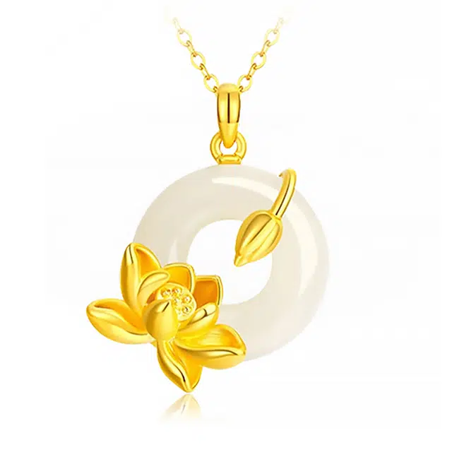 老庙 兰花平安扣 新中式清冷感高级设计森系百搭显贵气质 可调节锁骨链 纳福转运礼盒包装#好运 表白 玉髓 项链 女款