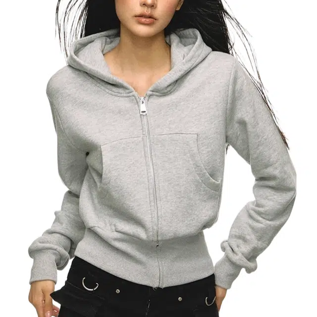 苏九儿 运动收腰连帽百搭拉链开衫卫衣 女款