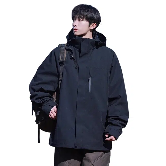 顶峰保罗 可拆卸抓绒内胆工装连帽上衣三合一山系户外机能运动登山多口袋宽松百搭舒适夹克外套 男女同款