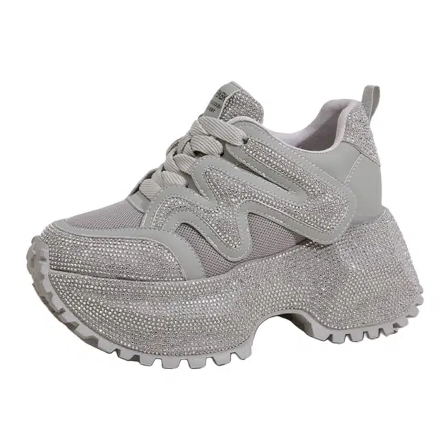 满钻厚底内增高百搭休闲运动户外时尚潮流学院风运动鞋 减震耐磨平衡 低帮 老爹鞋 女款