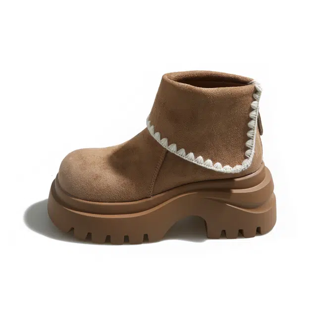 乐乐鱼 复古绒面增高厚底大头马丁靴百搭显瘦休闲勃肯 短靴 女