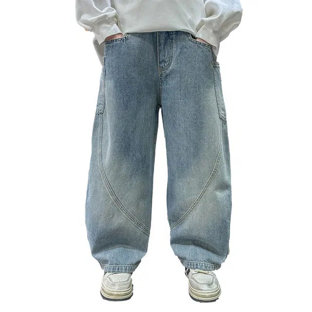 黑恐龙牛仔裤 宽松炸街春秋款 男女同款