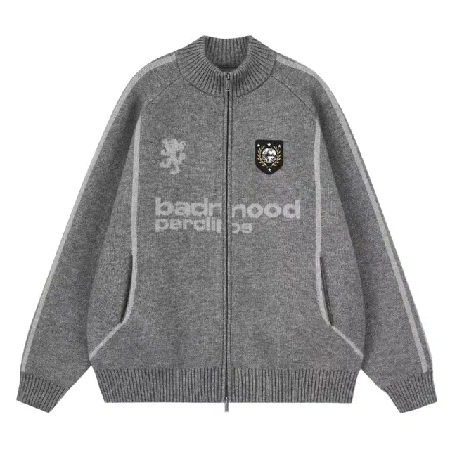 小卷要加油 棒球风字母拉链开衫女宽松外套潮针织衫 女款