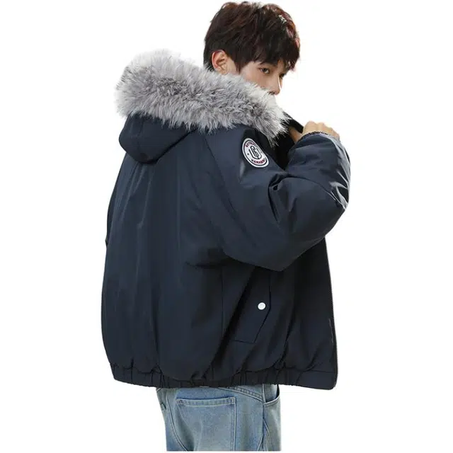 太子龍 毛领可拆卸连帽加厚保暖防泼水宽松情侣棉服 男女同款