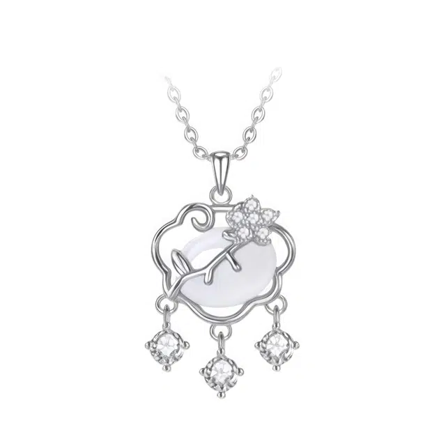 爱骊 平安锁流苏锁骨链 平安如意 福运相随吉祥如意轻奢高级国潮新中式时尚百搭简约设计优雅浪漫精致平安顺遂好运个性 玉髓 项链 女款