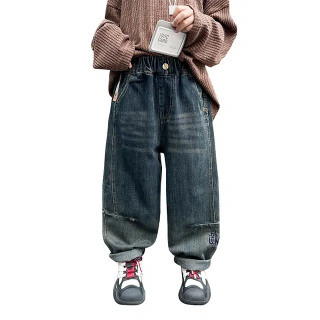 黑恐龙牛仔裤 宽松春秋款裤子痞帅春季