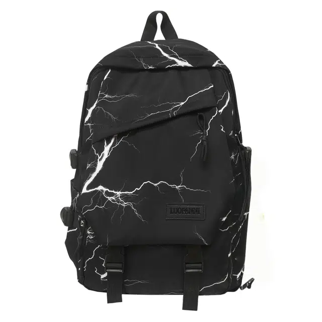 南潇湘 闪电设计个性时尚上课简约高颜值背包初高中大学生潮流百搭书包 尼龙 双肩包 男女同款情侣款 多色