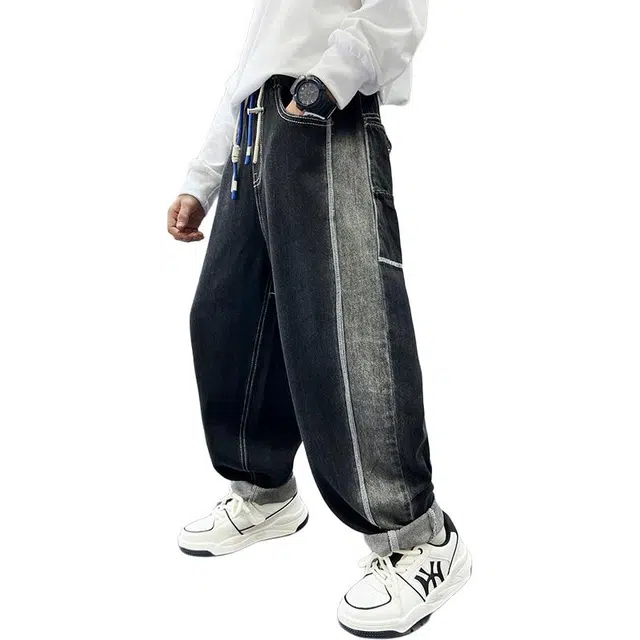 黑恐龙牛仔裤 男童秋季侧边条个性亲肤长裤