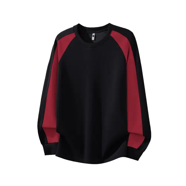 瑞梵帝斯 秋季美式复古高街学院风多巴胺拼色基础款多色百搭宽松休闲重磅柔软舒适亲肤透气套头长袖圆领时尚卫衣 男款