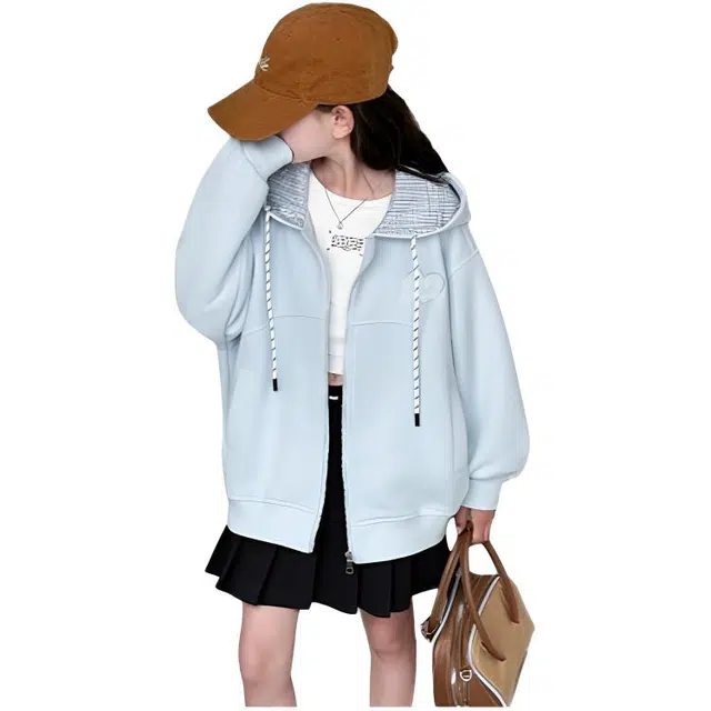 木木兔儿童上装 潮牌时髦洋气甜美中大童冬季童装外套女孩衣服上衣长袖小学生女生连帽卫衣夹克