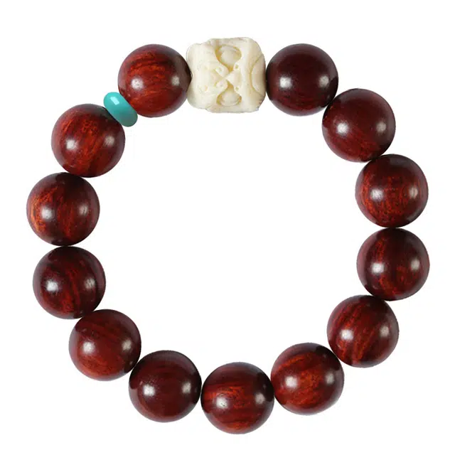 琛宬 【吉祥如意】财源滚滚平安纳福招财转运醒狮新中式复古国潮国风时来运转精致雕刻文玩盘玩串珠#好运 血檀 木作手串 男款