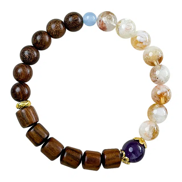 琛宬 【紫气东来】八方来财财源滚滚吸金转运佛珠平安吉祥新中式复古国潮国风设计高级感显白#好运 金丝檀木 木作手串 男女同款情侣款