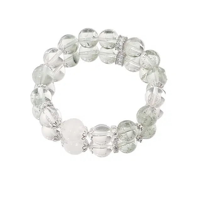 仙园韵 新中式招财纳福时来运转晶莹剔透清新雅致小众设计轻奢温柔好运气质百搭 白水晶 手串 男女同款情侣款