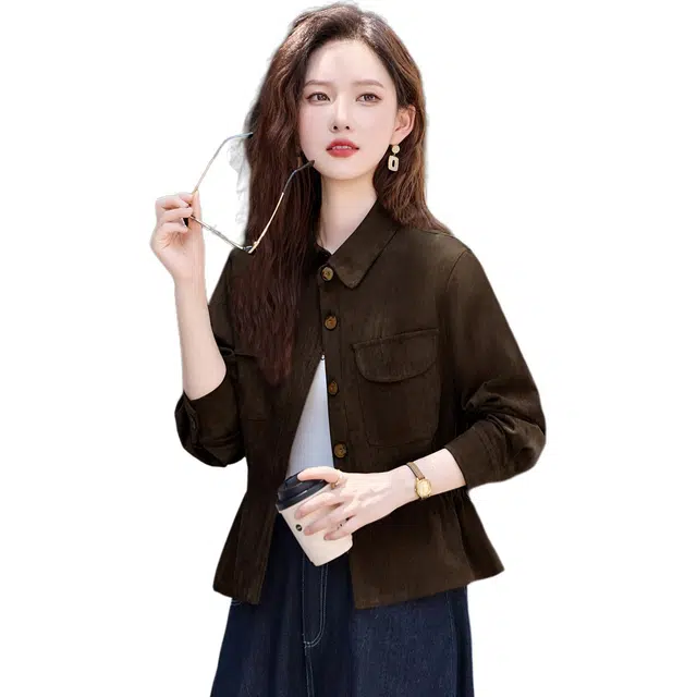 袋鼠 麂皮绒工装外套高级感休闲百搭独特别致设计感夹克 女款