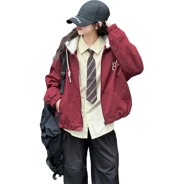 蓝彩何上装 女童秋冬款韩版休闲加绒加厚冲锋衣连帽外套中大童洋气儿童秋装潮