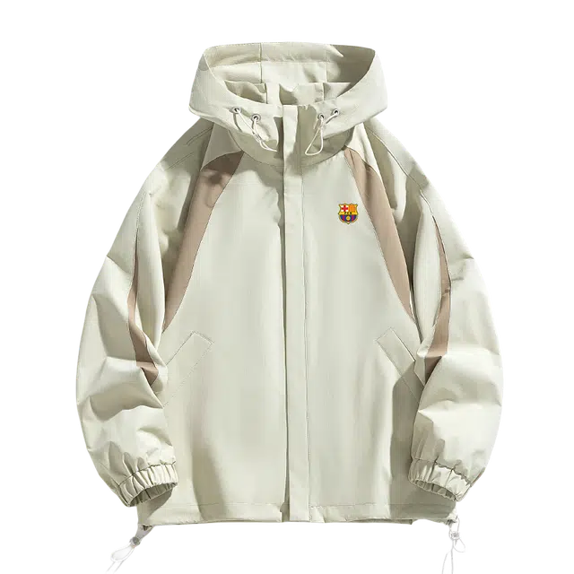 巴塞罗那足球俱乐部 连帽休闲潮牌痞帅韩版潮流冲锋防风耐磨透气夹克 男女同款
