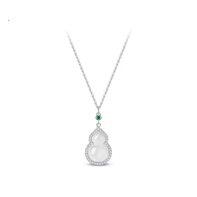 爱骊 福禄小葫芦锁骨链 吉祥如意轻奢高级国潮新中式时尚百搭简约设计精致复古经典雕刻平安顺遂#好运 玉髓 项链 男女同款情侣款