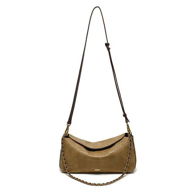 西木汀 归寻 小众设计高级感通勤简约休闲百搭枕头包 牛皮 单肩斜挎包 常规 女款 暖驼棕/深邃黑