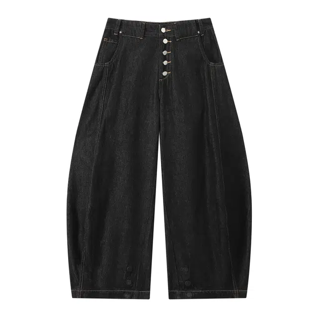 江南先生 美式复古撞色磁吸调节秋宽松百搭休闲长裤子弯刀裤牛仔裤 男女同款