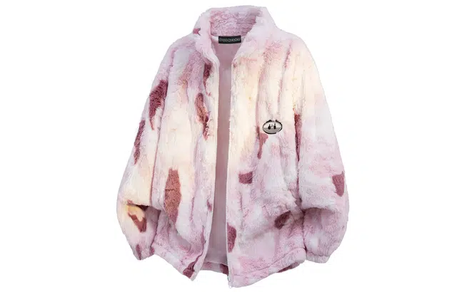 大卫贝肯 美式学院风基础款渐变撞色拼接设计宽松舒适休闲百搭简约保暖加厚羊羔绒绒感外套 男女同款