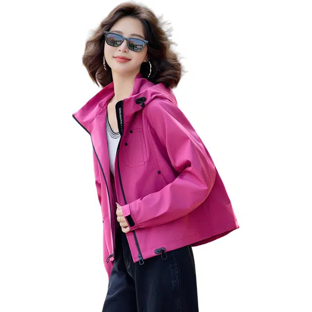 袋鼠 时髦设计感连帽外套韩版洋气减龄休闲宽松版夹克 女款