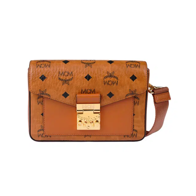 MCM Millie Visetos Envelope Bag Small Cognac