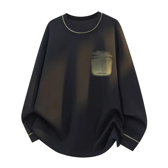 左岸 青少年港风时尚潮牌设计感涂鸦撞色长袖圆领上衣休闲宽松百搭帅气穿搭舒适慵懒风春秋卫衣 男款