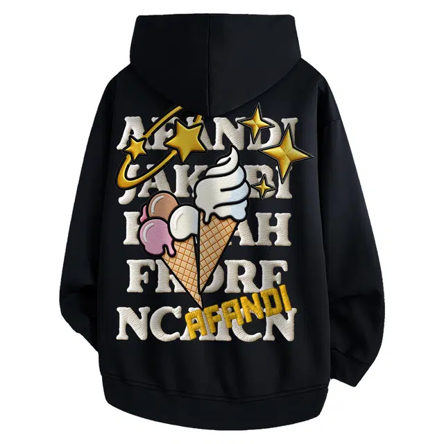 阿凡迪 高级感潮流仿刺绣工艺美式星星甜品字母印花格子撞色学院风休闲街头简约百搭通勤宽松拉链外套开衫连帽卫衣 男女同款