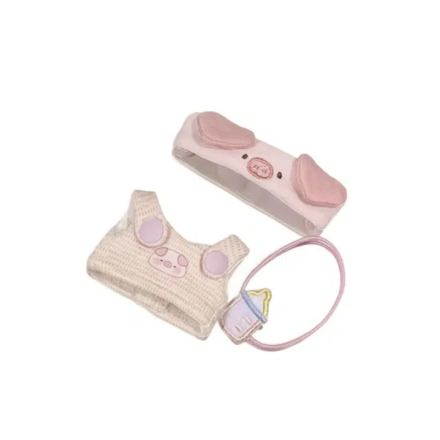 图米鱼 粉色小猪 迷你四代可爱心底密码搪胶玩偶衣服 娃衣着替