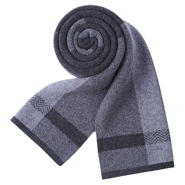 红豆 柔软舒适大方百搭格纹 山羊绒 绒线围巾 男款