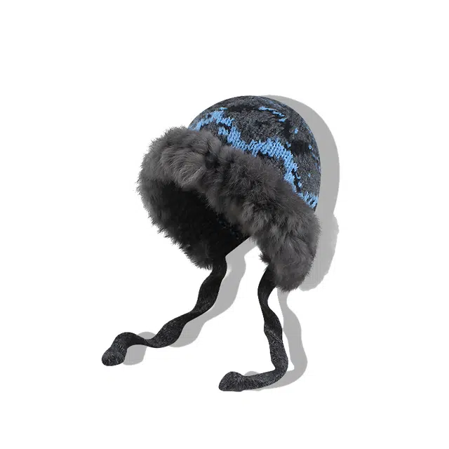 【冬日保暖神器】 攸委 川西旅游针织护耳帽兔毛帽子女秋冬季加厚加绒显脸小 腈纶 户外百搭毛茸茸绒线帽包头帽雷锋帽 男女同款情侣款