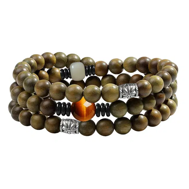 琛宬 【财富圆满】平安喜乐有钱花招财吸金诸事顺利转运佛珠新中式纳福平安如意复古民族风精美百搭#好运 绿檀 手串 男女同款情侣款