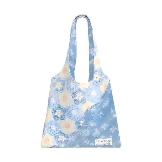 奥松 雪花通勤精致百搭腋下包 帆布 单肩包 常规 女款 蓝色