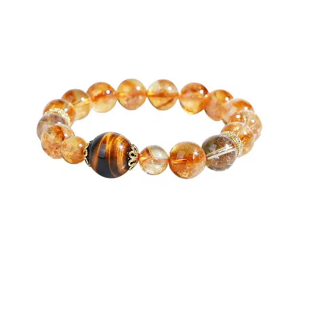 仙园韵 新中式国潮复古招财转运旺事业旺学业吸金纳福四面八方来水逆退散好运男文玩珠串 黄水晶 手串 男女同款情侣款