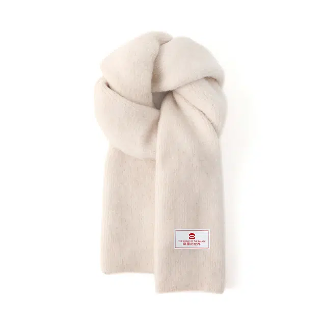 宫里的世界 纯色简约磨毛贴标软糯质感加厚保暖 涤纶 绒线围巾 男女同款情侣款