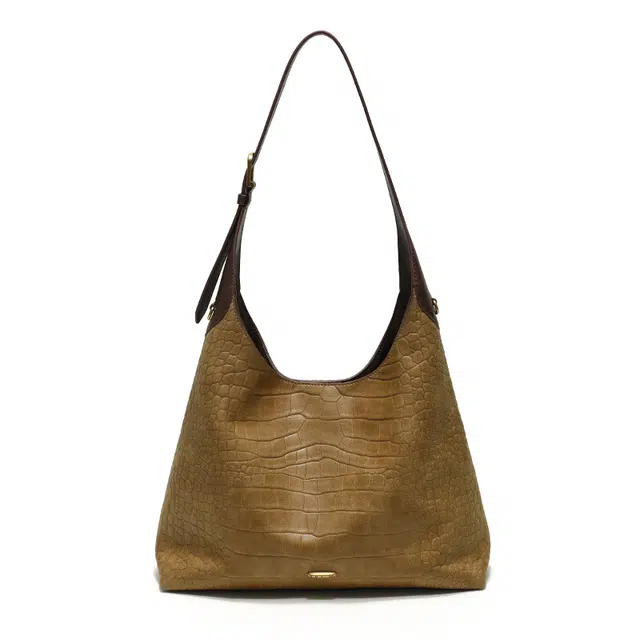 西木汀 自由野歌 小众设计高级感通勤休闲简约百搭托特包 牛皮 单肩包 大号 女款 暖驼棕/深邃黑