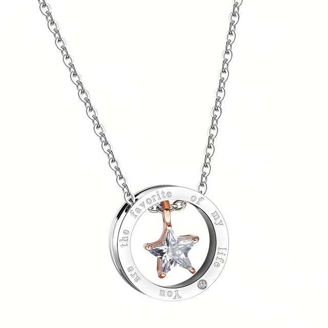 麟典 星星相惜平安扣 时尚轻奢百搭潮流 星愿五角星锁骨链 项饰品 示爱告白礼盒 #好运 合金 项链 男女同款情侣款