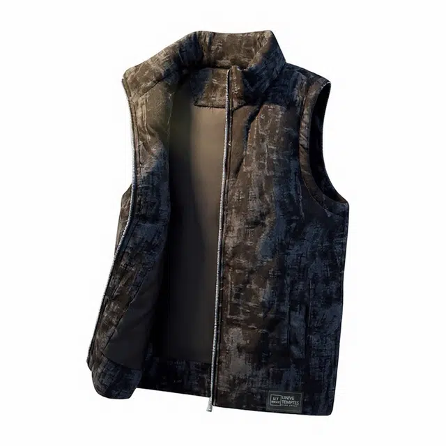 物质公式 美式复古高街山系户外运动迷彩宽松百搭加棉加厚保暖舒适马甲外套时尚个性立领休闲坎肩无袖高级感潮流无性别学院风棉服 男女同款