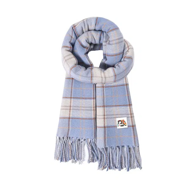 吾皇猫 高级感复古格子韩系时尚百搭简约保暖 聚酯纤维 绒线围巾 男女同款情侣款