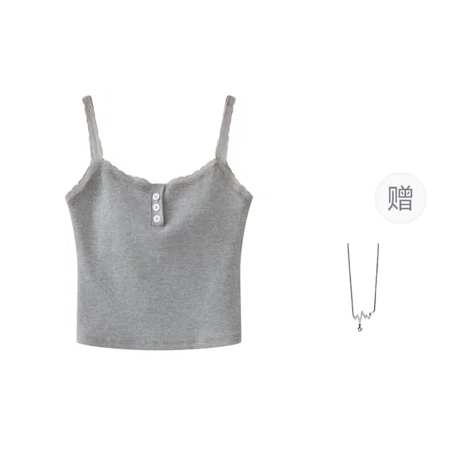 识恩 纯欲风蕾收腰丝花边三粒扣吊带 女款