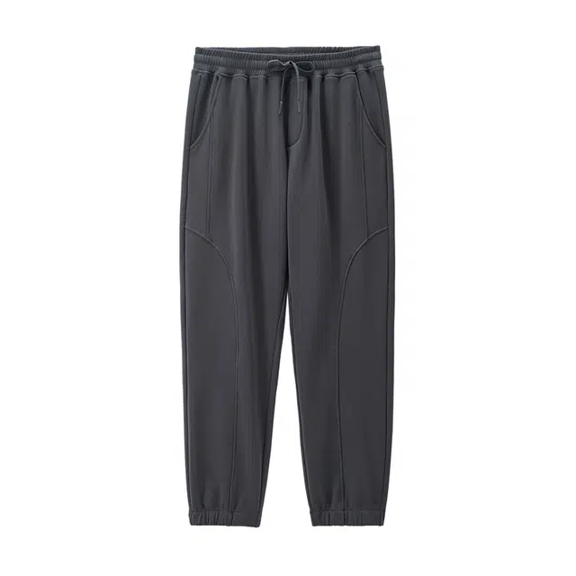 佐丹奴 加绒松紧腰束脚卫裤长裤针织运动裤 男款