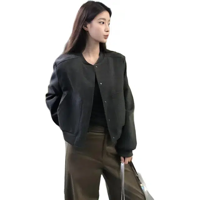 小卷要加油 美式秋季短款复古外套灰色设计宽松休闲棒球上衣夹克 男女同款