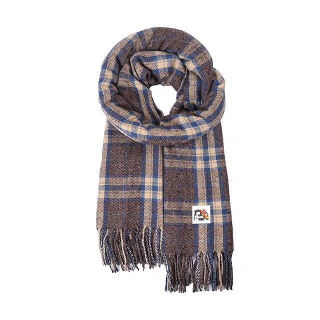 吾皇猫 学院风经典格子韩版百搭学生保暖配饰 聚酯纤维 绒线围巾 男女同款情侣款