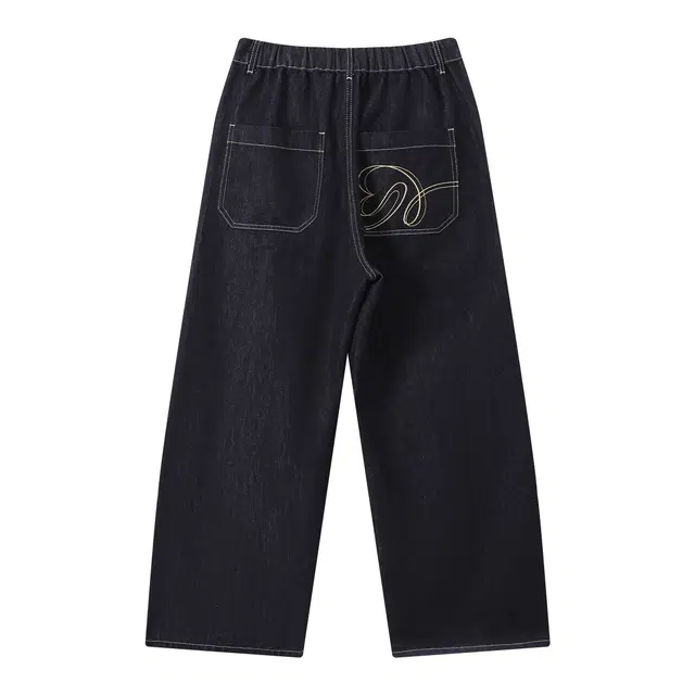 江南先生 挺阔重磅分割爱心绣花斜纹牛仔裤秋季宽松休闲裤 男女同款