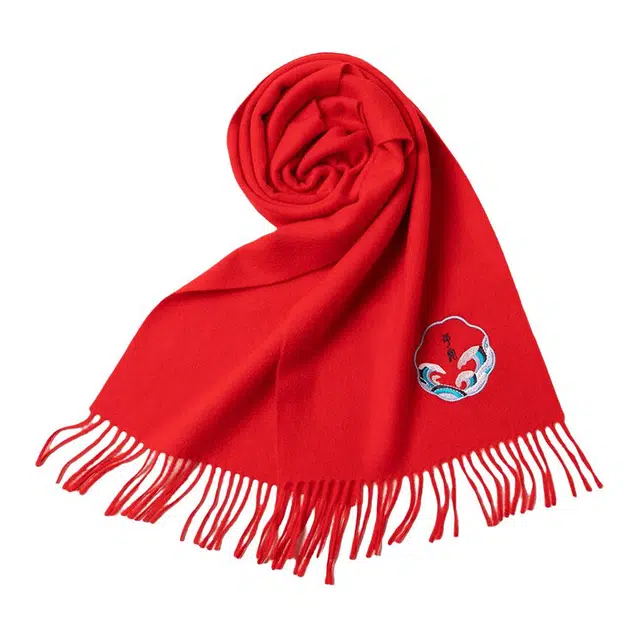 红豆 柔软经典轻盈保暖百搭 羊毛 绒线围巾 男女同款情侣款