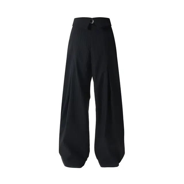 欧路得 美式立体打褶西裤男女秋潮牌高级感直筒长裤复古宽松条纹拖地裤子休闲裤 男款