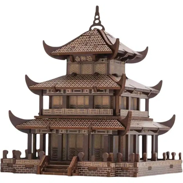 喜顽童 岳阳楼木质立体手工积木玩具建筑仿真益智 其他拼装模型